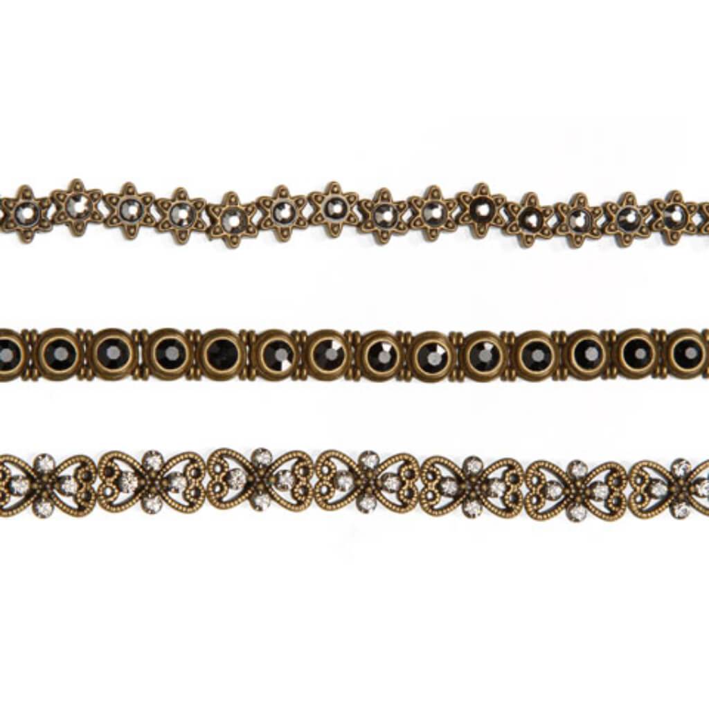 METAL SLIDER BEAD STRAND BRONZE FINISH JETS 