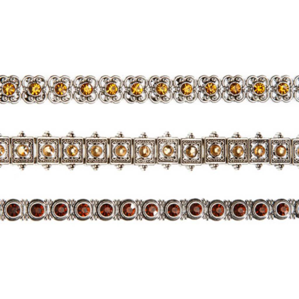 METAL SLIDER BEAD STRAND ANTIQUE SILVER FINISH TOPAZ 