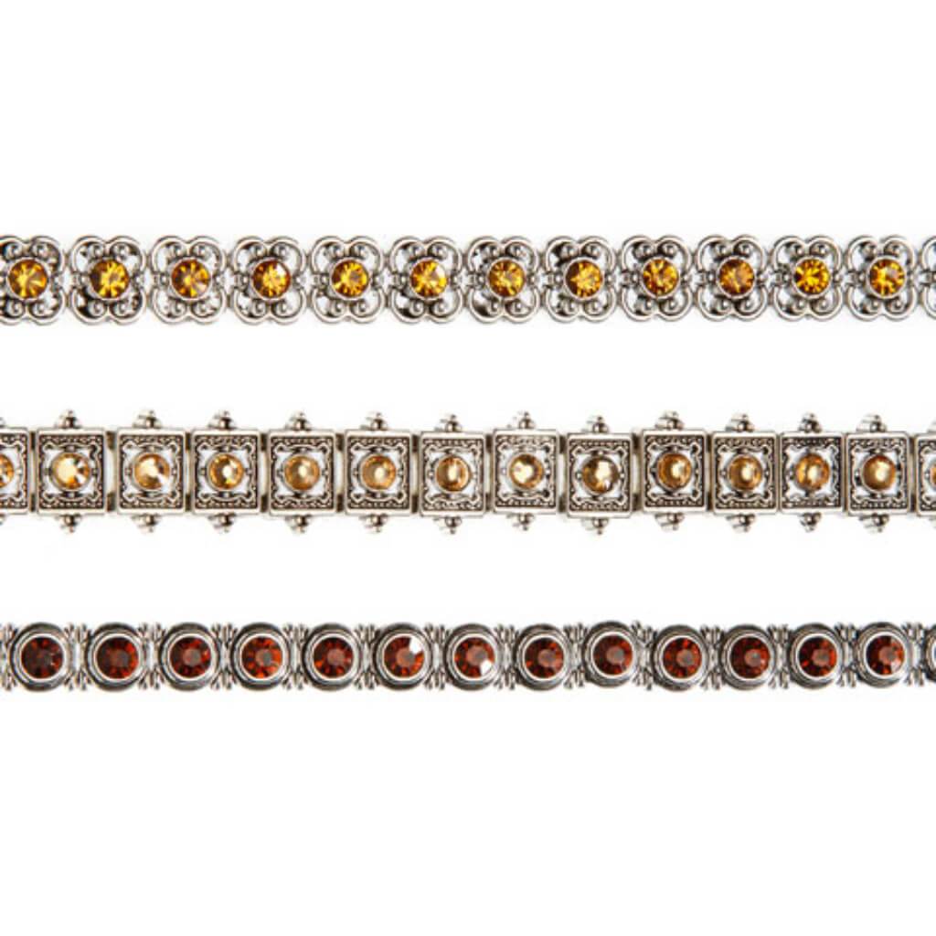 METAL SLIDER BEAD STRAND ANTIQUE SILVER FINISH TOPAZ 