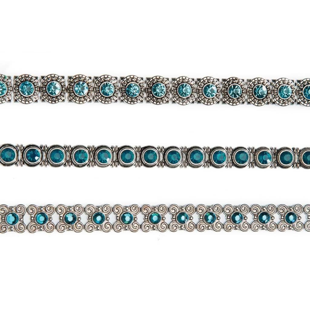 METAL SLIDER BEAD STRAND ANTIQUE SILVER FINISH AQUA 