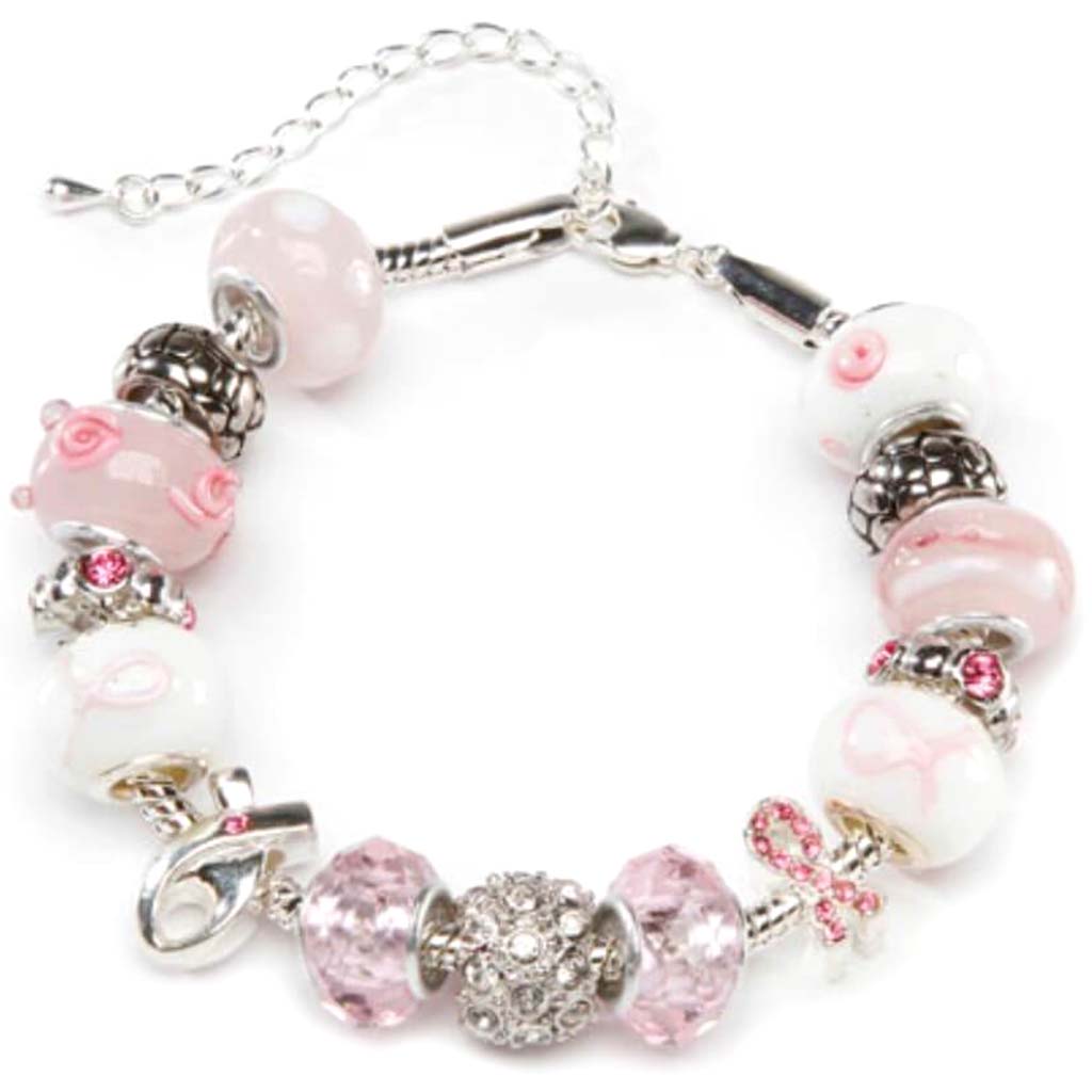 MIX &amp; MINGLE BEAD BRACELET KIT PINK RIBBON 