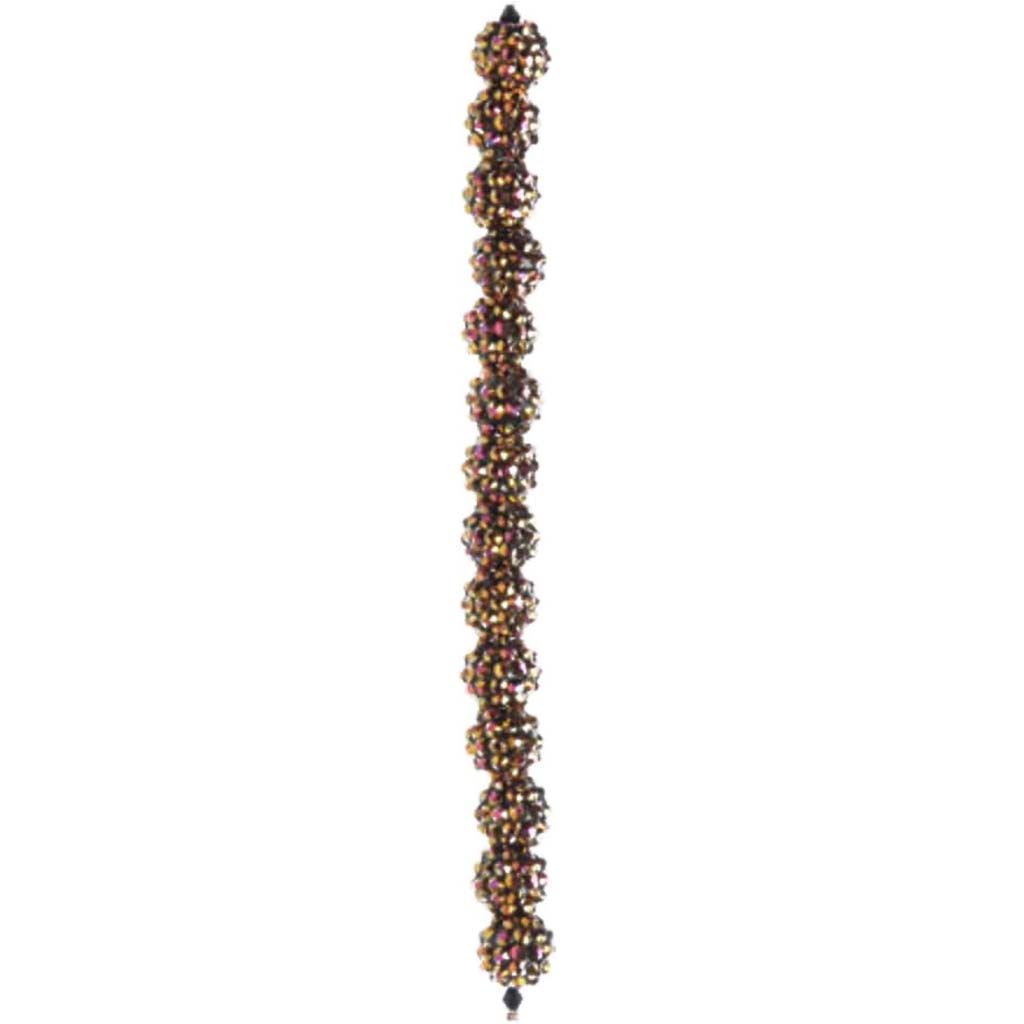 RESIN RHINESTONE BEAD STRAND BROWN 14MM 