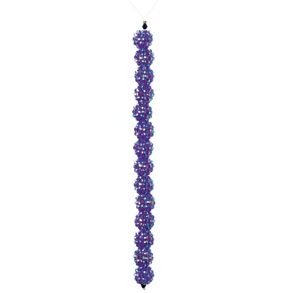 RESIN RHINESTONE BEAD STRAND PURPLE 14MM 