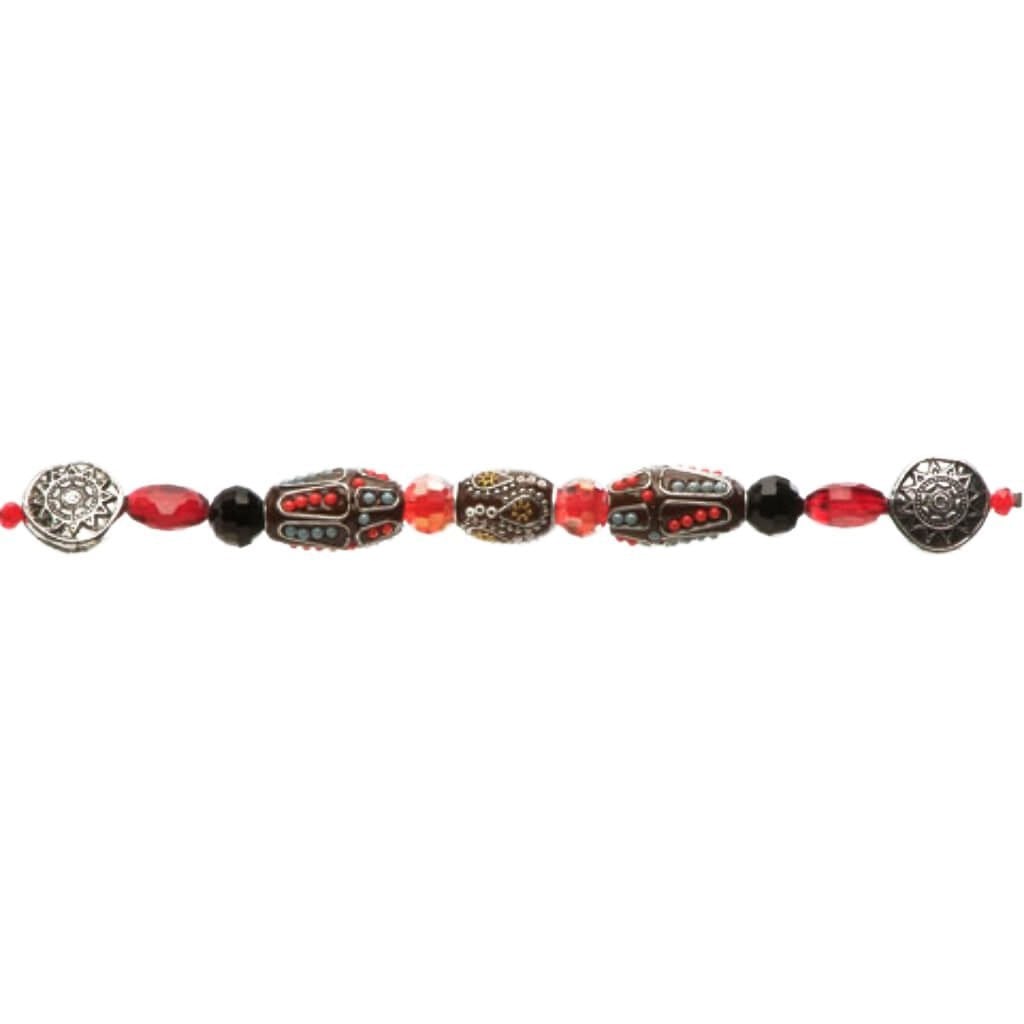 BEAD BOHO STRAND RED/BRWN 18 