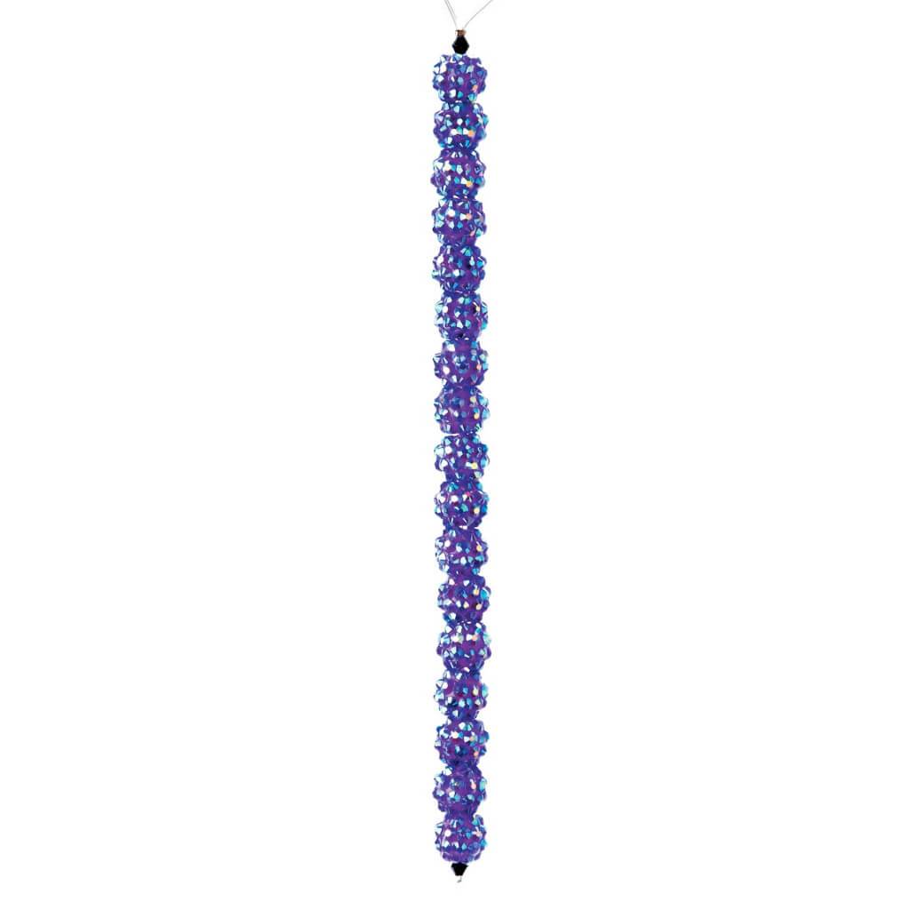 RESIN RHINESTONE BEAD STRAND PURPLE 12MM 