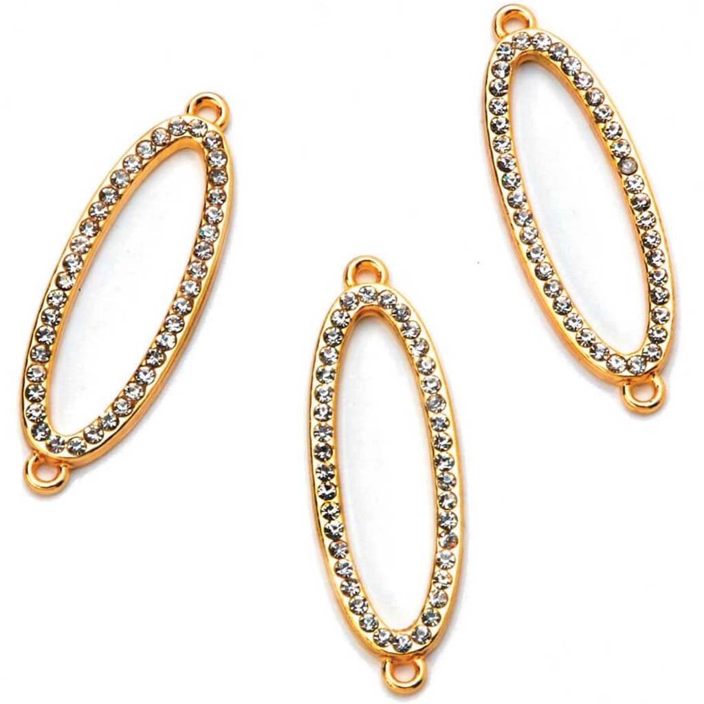 CONNECTORS GOLD OVAL W/ RHINESTONE 13MM 