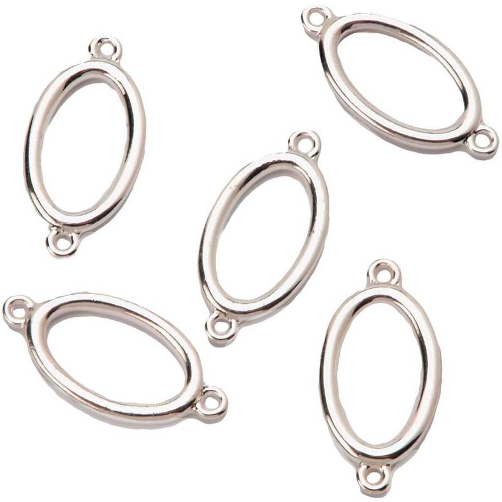 CONNECTORS SILVER OVAL W/ RHINESTONE 24MM 