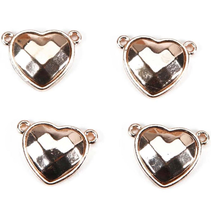 CONNECTORS GOLD FACETED HEART 