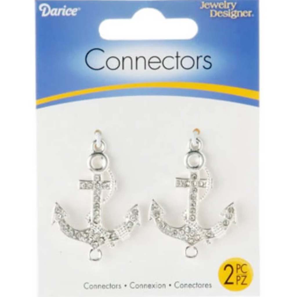 Jewelry Connectors Silver Anchors 38 x 29mm 2 pieces 