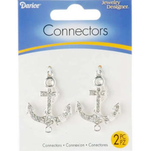 Jewelry Connectors Silver Anchors 38 x 29mm 2 pieces 