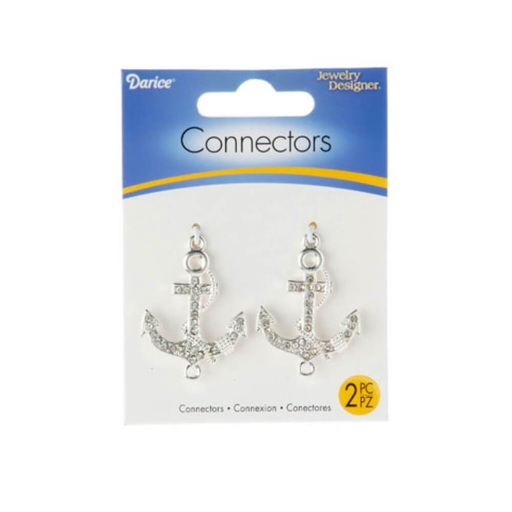 Jewelry Connectors Silver Anchors 38 x 29mm 2 pieces 