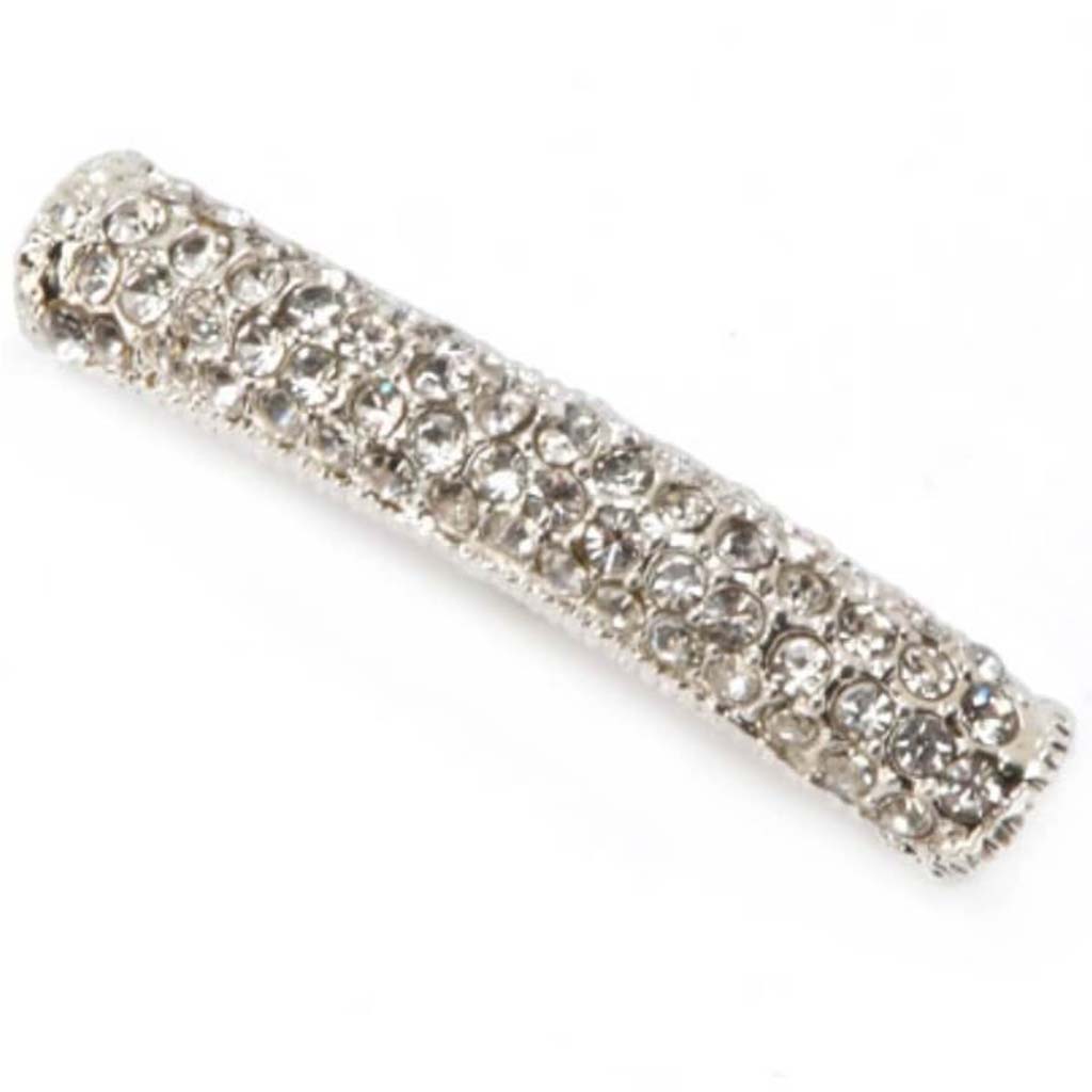 BEAD CURVED BAR SILVER RHINESTONE 