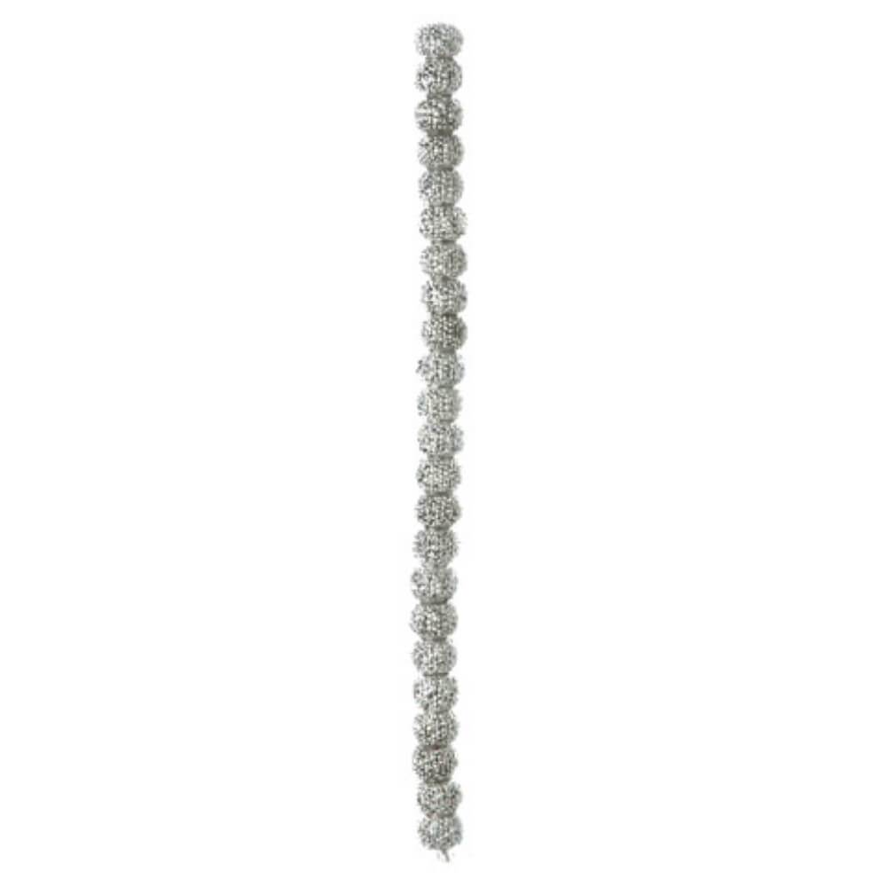 GLITTER ACRYLIC BEAD STRAND SILVER 8X10MM 