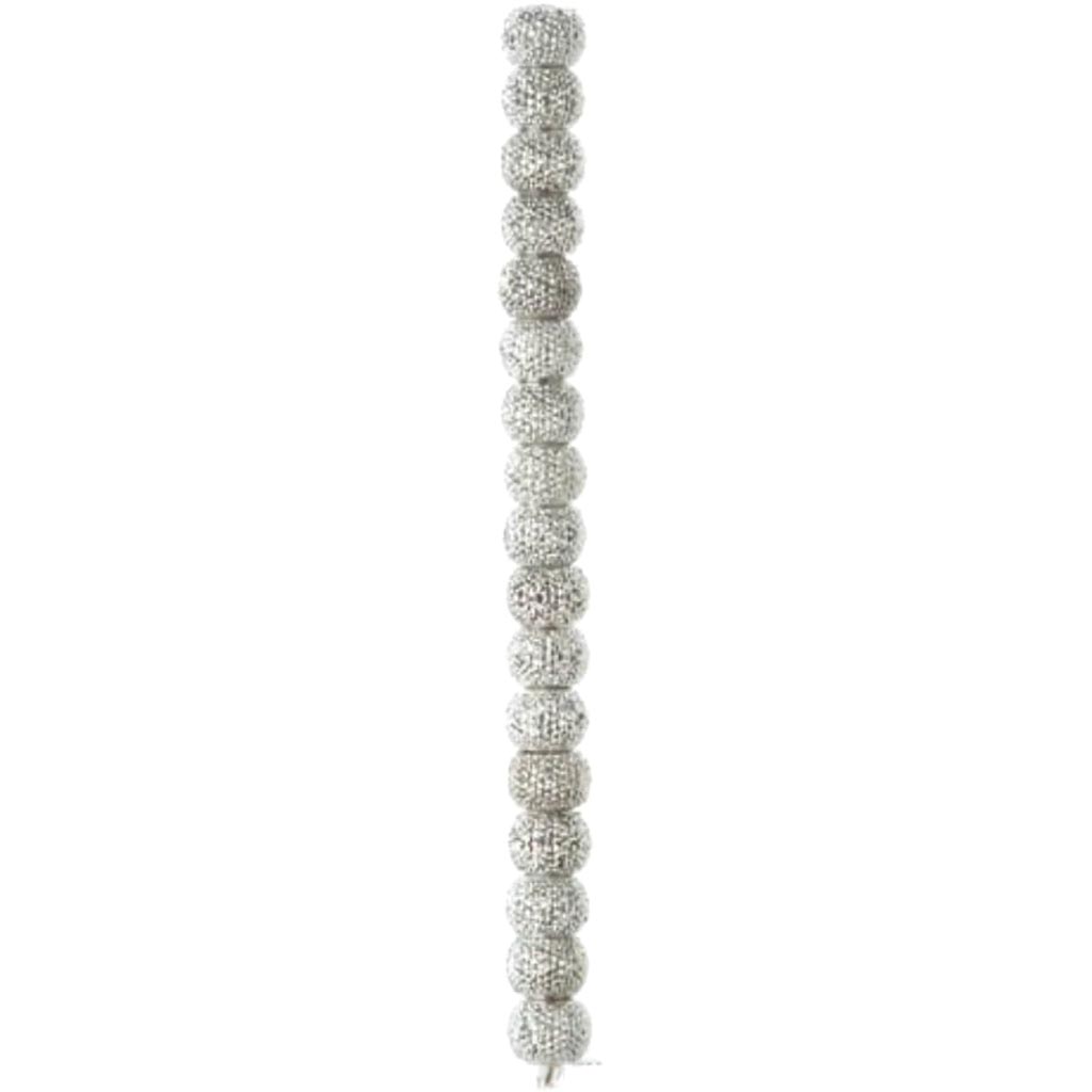 Acrylic Bead Strand Rondelle Silver Glitter 10 x 14mm 