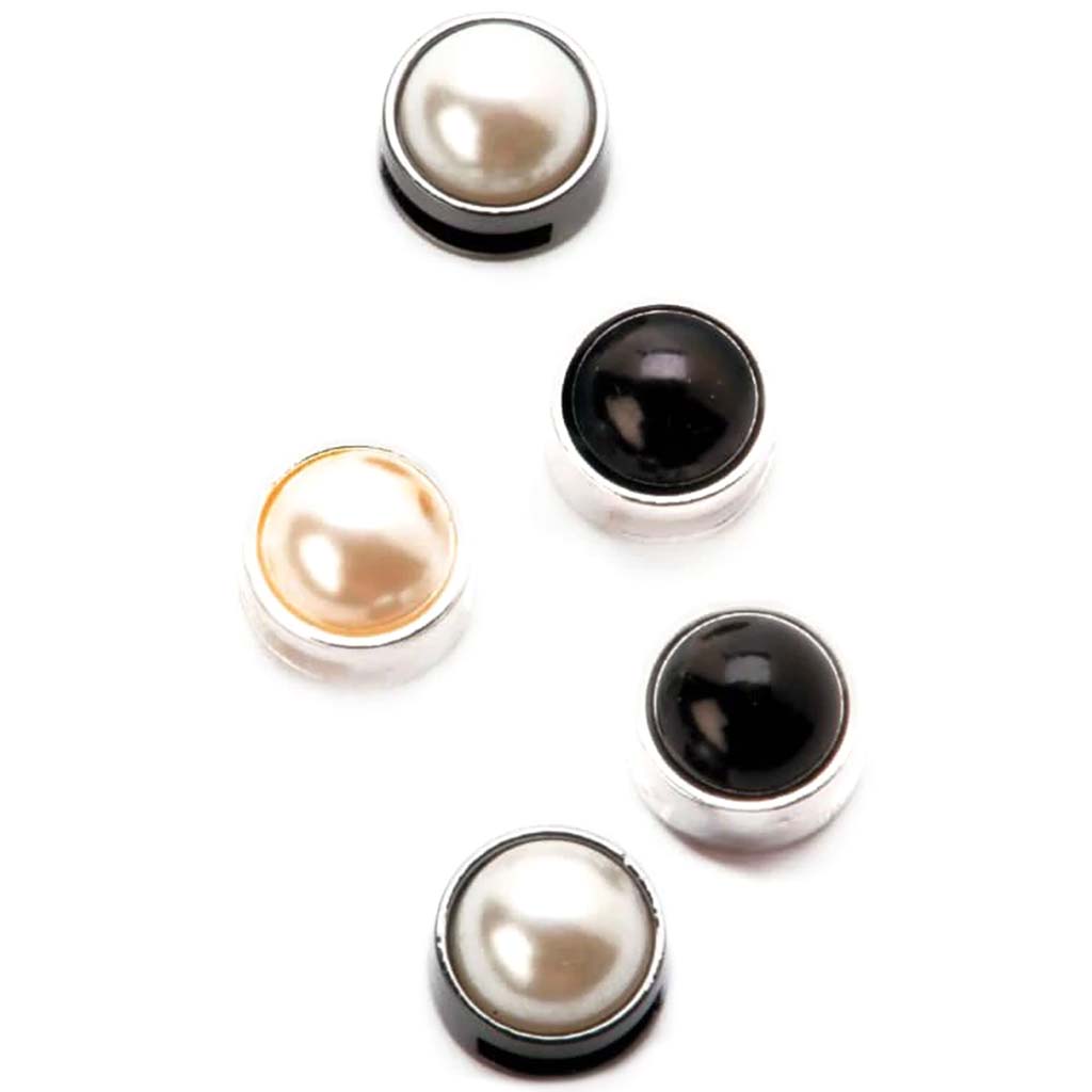 SILVER &amp; HEMATITE PEARL SLIDER WHITE &amp; BLACK 