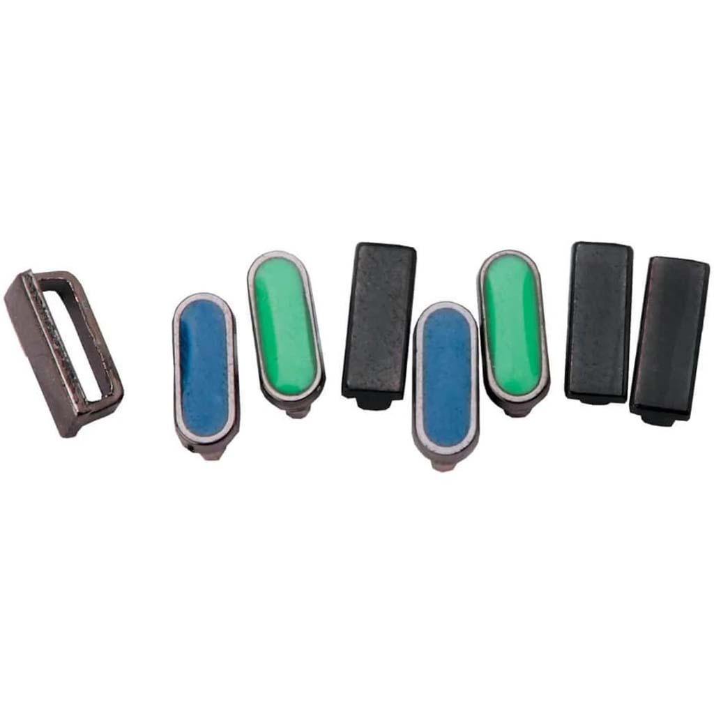HEMATITE SPACER SLIDERS BLUE/MINT/HEMATITE MIX 8PC 
