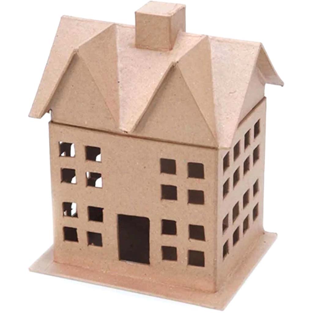 Paper Mache House Box Medium 8-1/2 in 