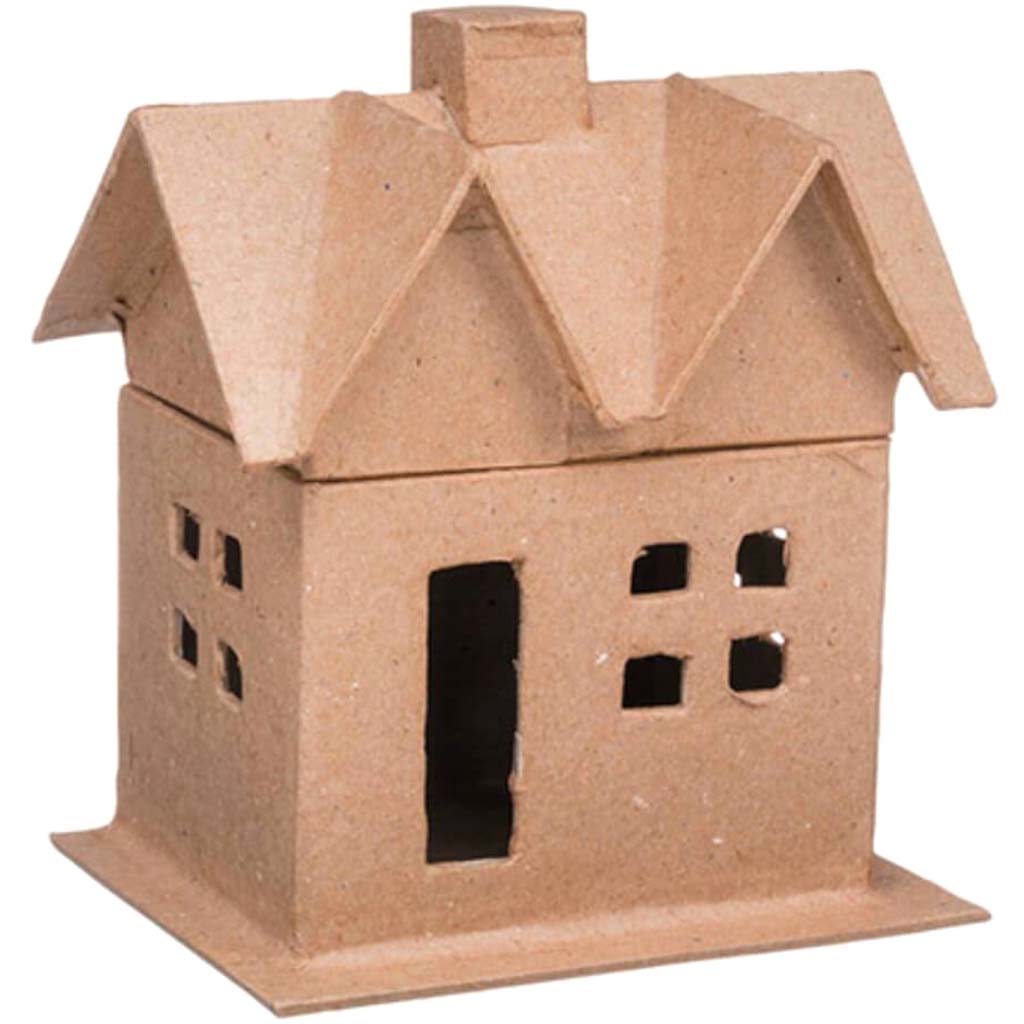 Paper Mache House Box Small 6 in 