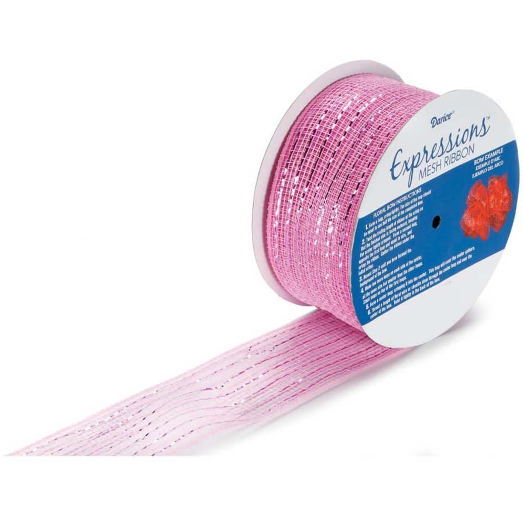 MET.MESH RIBBON LT PINK 2.5IN 