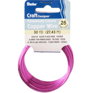 Silver Plated Copper Wire 26 Gauge Fuchsia 30 yards 