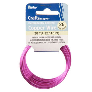 Silver Plated Copper Wire 26 Gauge Fuchsia 30 yards