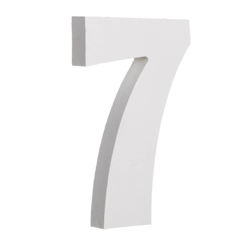 White Finished Wood 6in Number