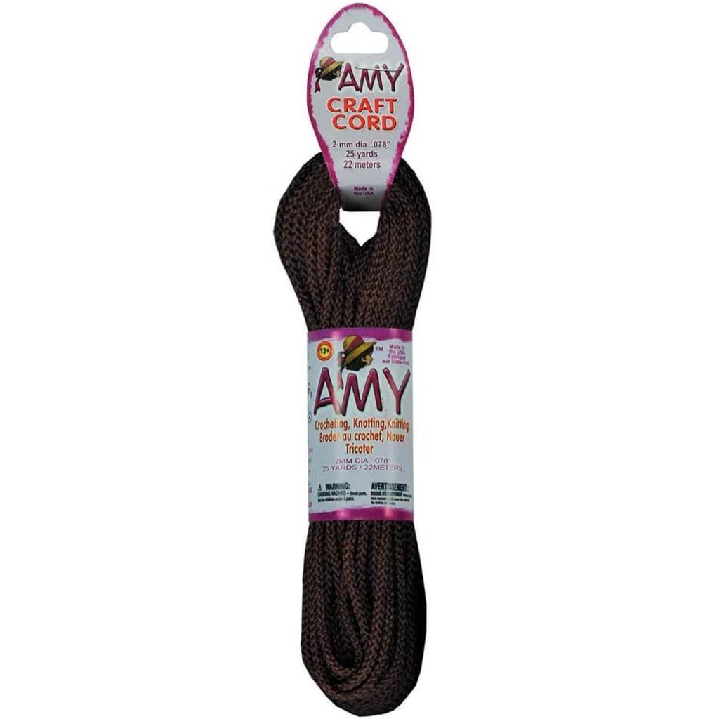 AMY CRAFT CORD 2MMX25YD BROWN