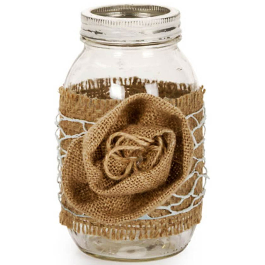 Burlap Flower with Clip and String Center 