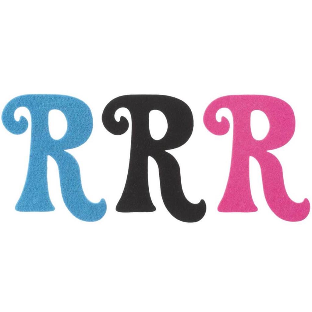 FELT SCRIPT LETTER R W/ADHESIV 6IN 