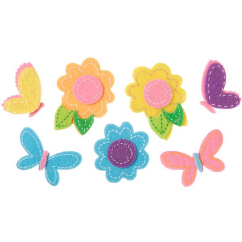 Felties Felt Stickers Flowers and Butterflies 21 pieces 