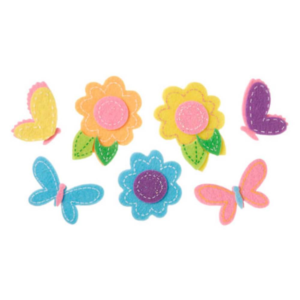 Felties Felt Stickers Flowers and Butterflies 21 pieces