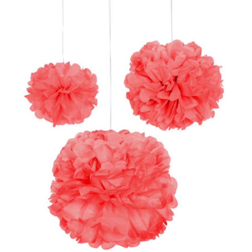 TISSUE PAPER POM POM KIT 3PCS 12,17,20IN RED 