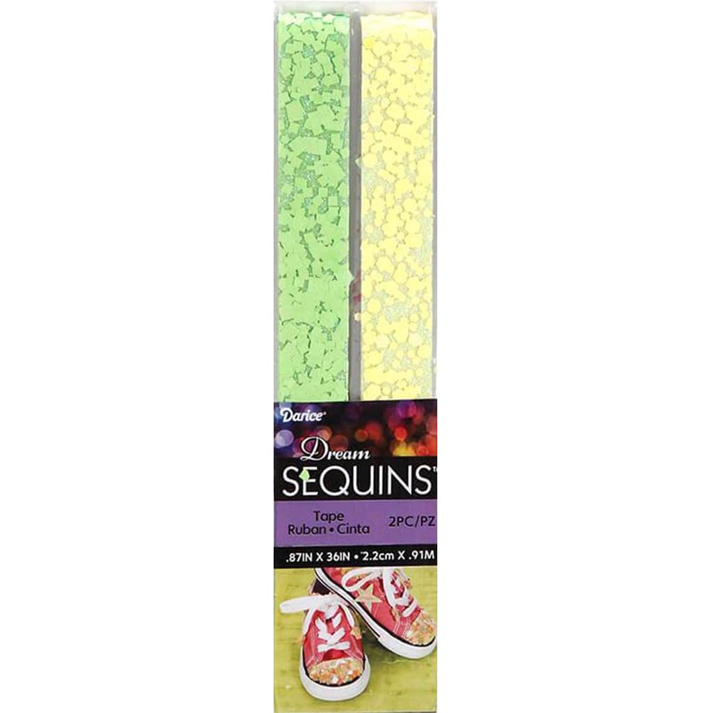 SEQUINS TAPE CREAM YELLOW/LIME 2PC 