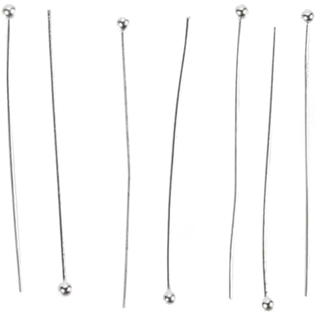 Head Pins Sterling Silver Plated 1.5 inches 20 pieces 