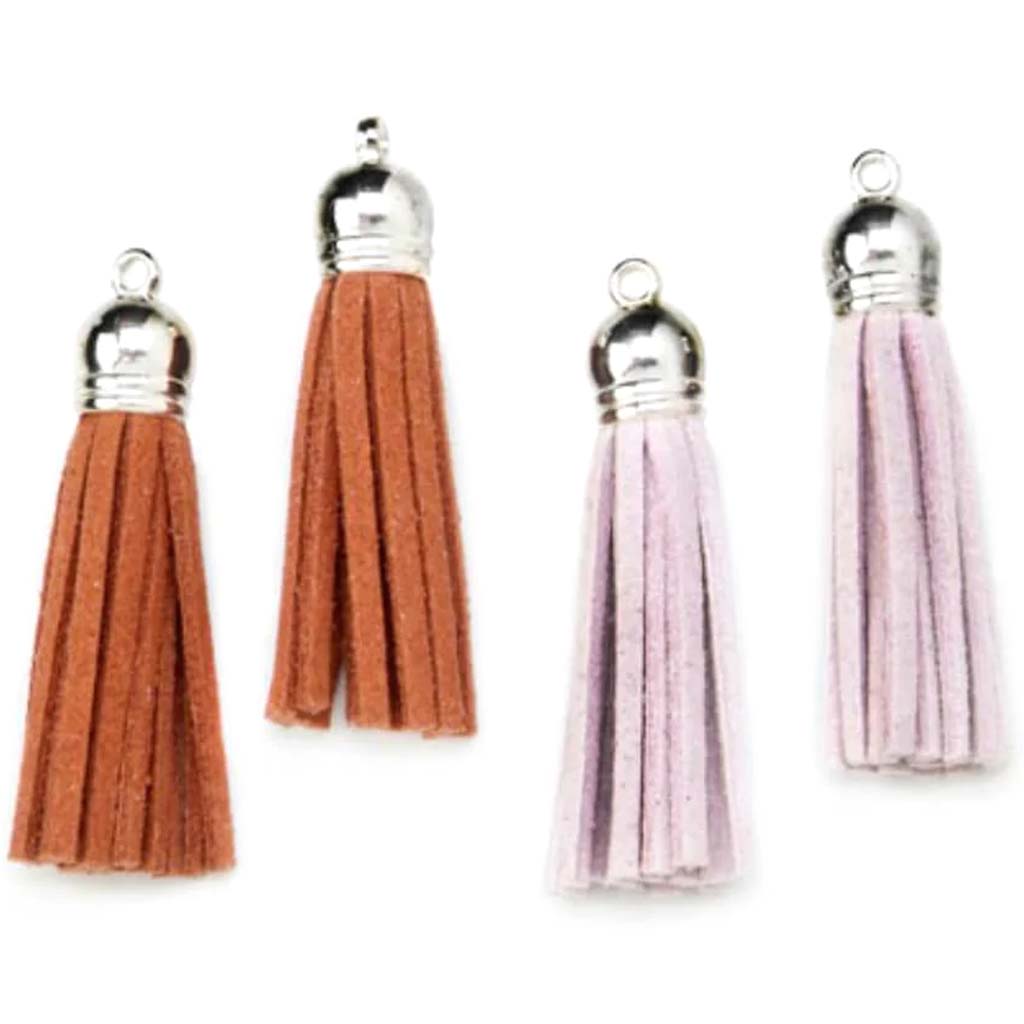 Jewelry Tassels Brown and Beige Suede 4 pieces 