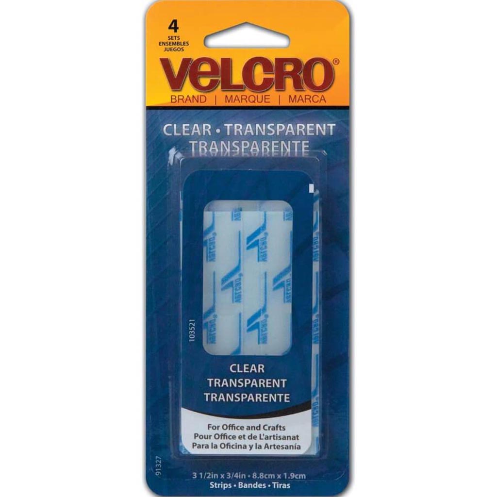 Velcro 4-Piece Thin Clear Fasteners Clear 3.5 x 0.75in