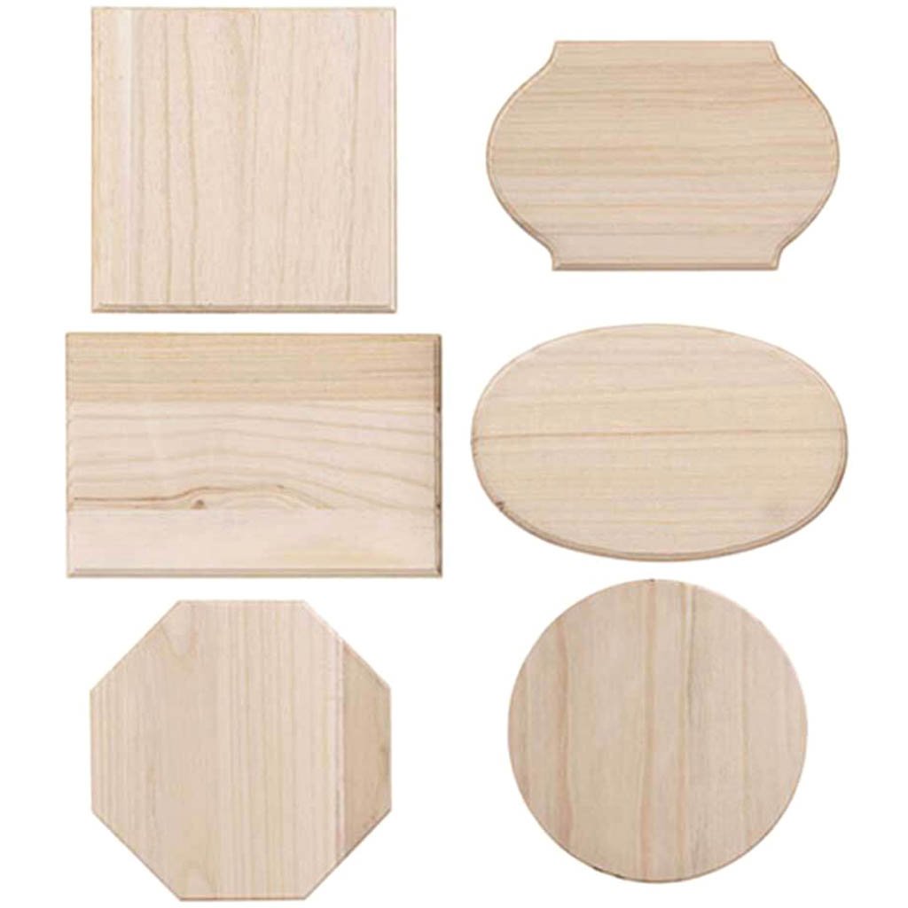 Creative Hobbies® Unfinished Wood Plaques, 6.5 Inch x 4.5 Inch, 4 Assorted  Shapes