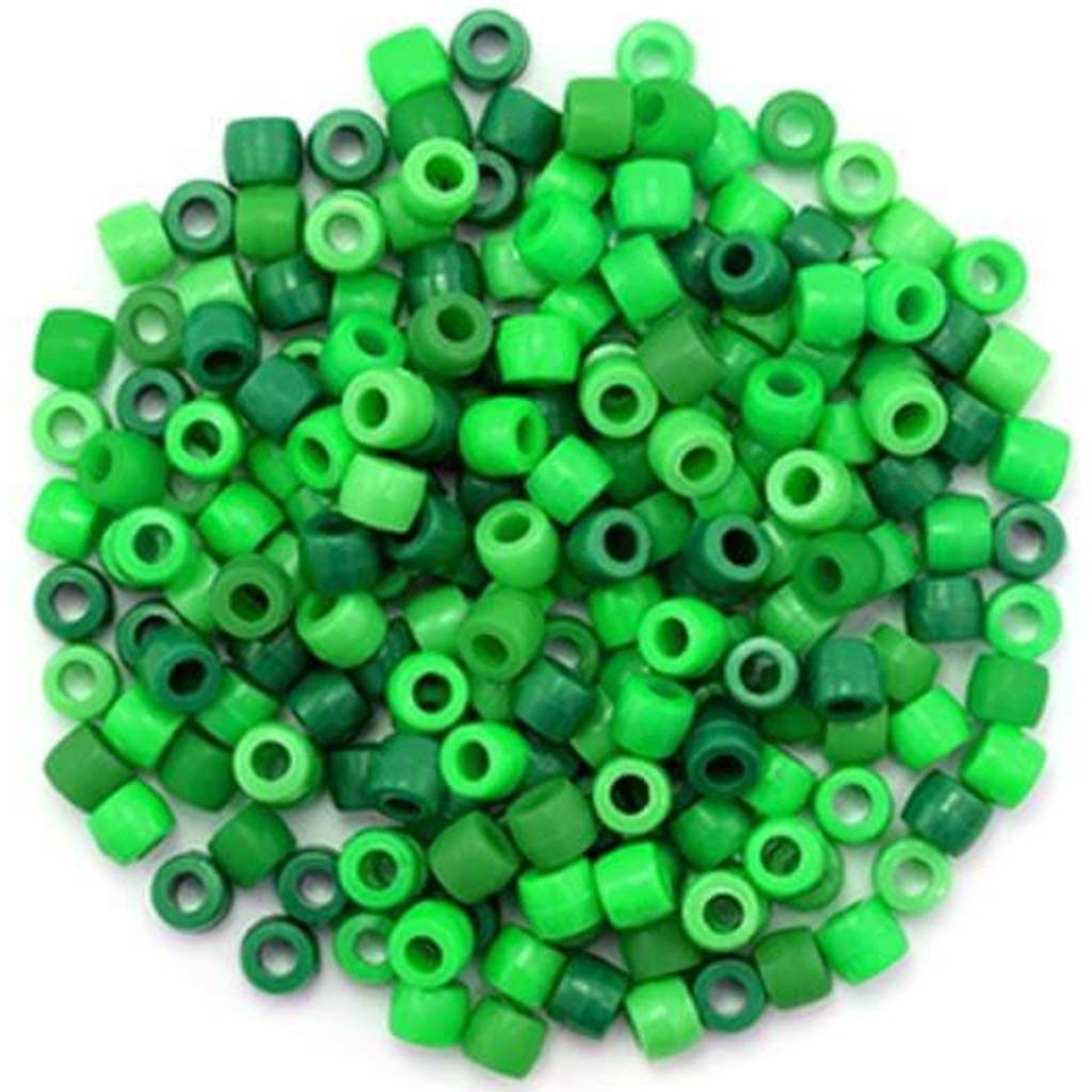 Pony Beads: 8mmx6mm Barrel Color-Mix Value-Pak x200 D) Verdi 