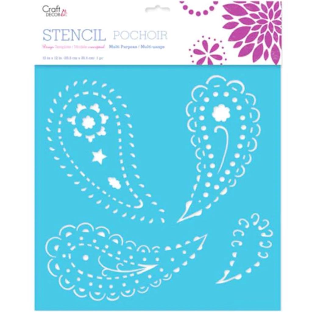 STENCILS ALL PURPOSE DESIGN TEMPLATES PAISLEY 12&quot;X12&quot; 