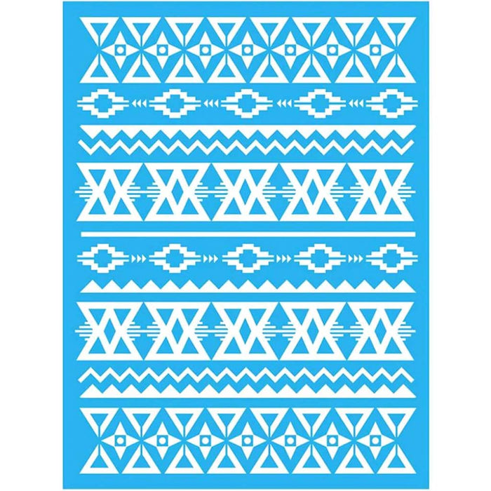 Americana Mixed Media Stencil Aztec Pattern 6in x 8in