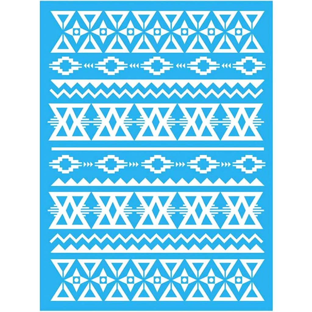 Americana Mixed Media Stencil Aztec Pattern 6in x 8in