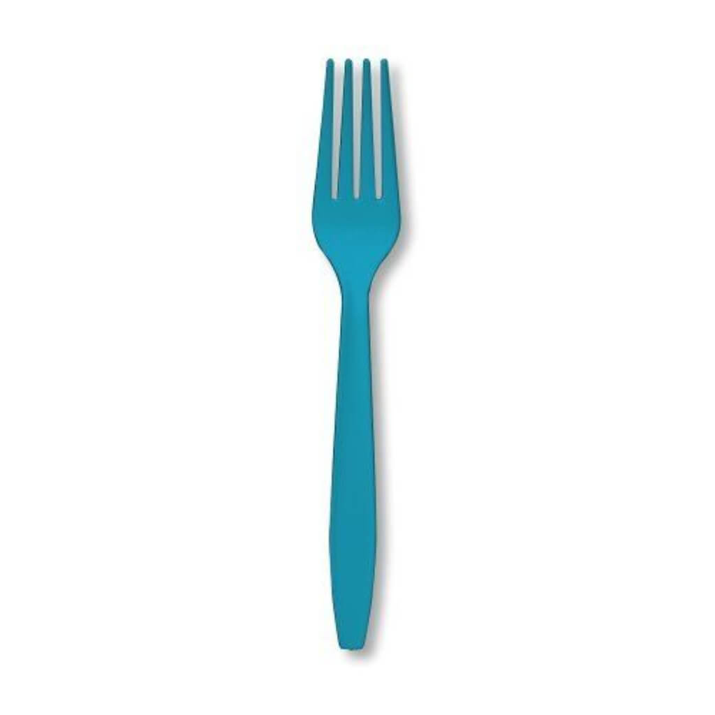 Premium Plastic Forks 24ct, Turquoise 