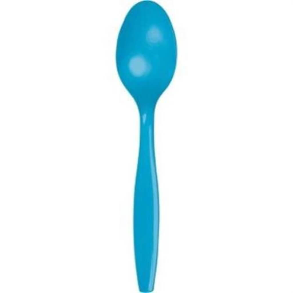 Premium Plastic Spoons 24ct, Turquoise 