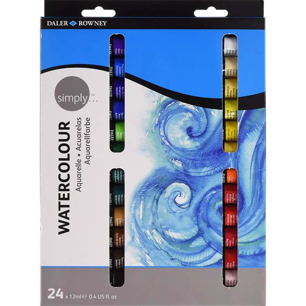 Daler Rowney Watercolor Paint Tube Simply Set of 24 12ml