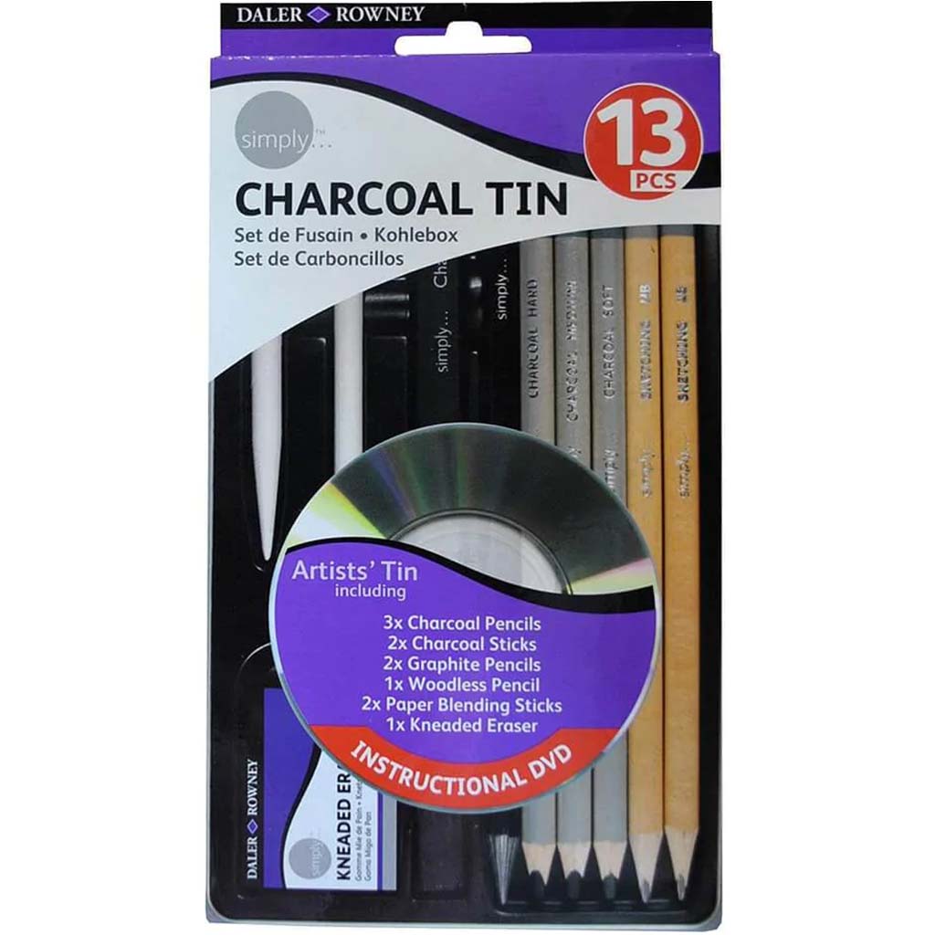 Simply Pencil and Charcoal Tin Set 12pc