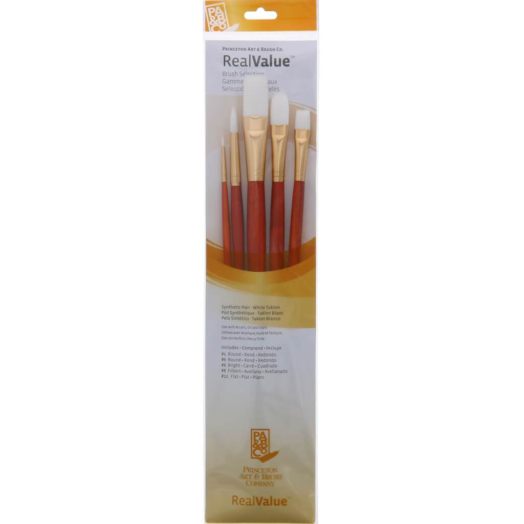 Princeton Real Value White Taklon Brush Set 5pcs