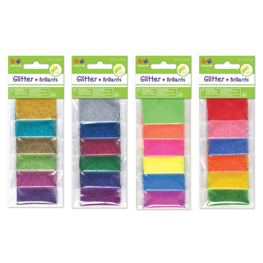 KRAFTY KIDS: 12G TWINKLE-TOWN GLITTER POUCHES WARM COLOR WARM 