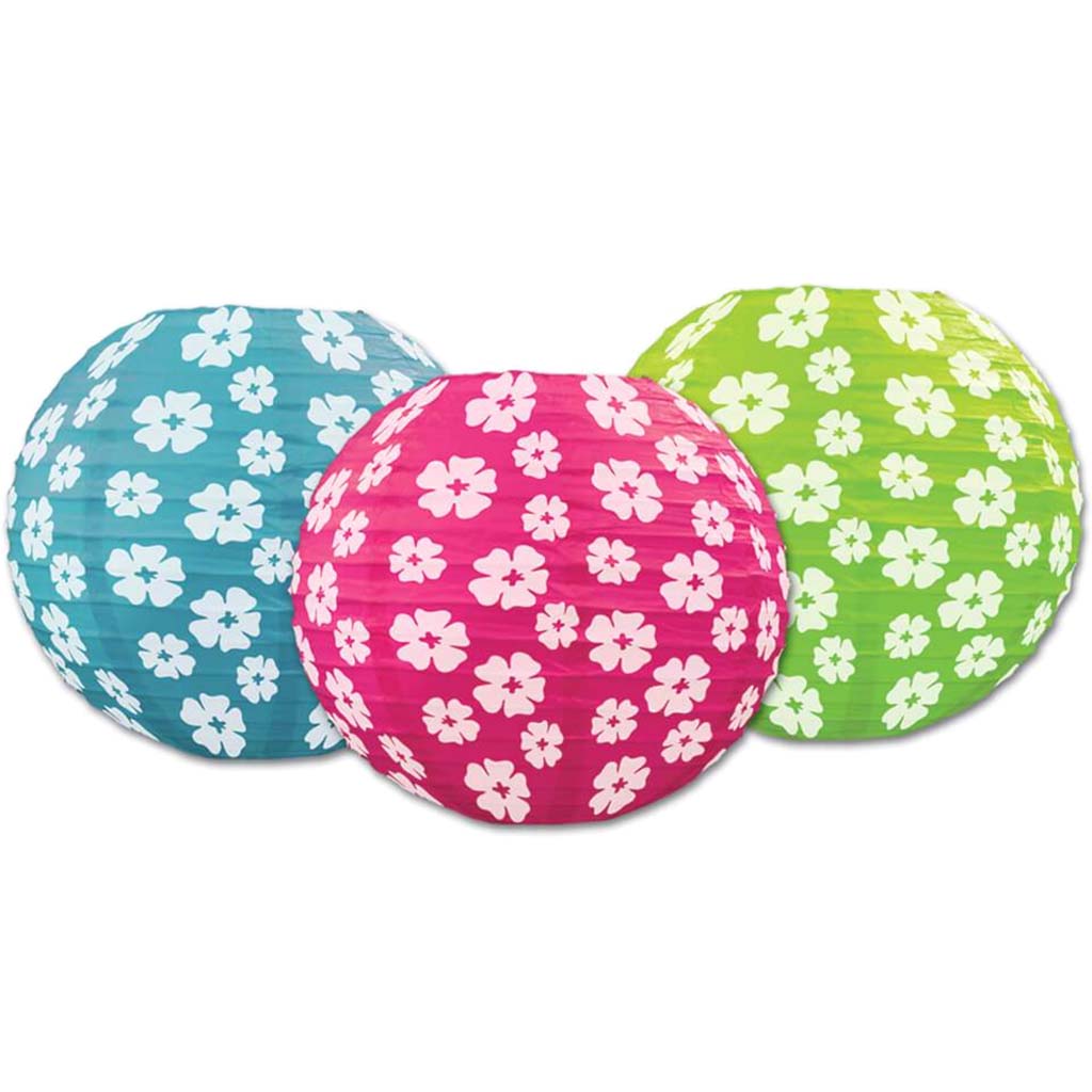 Hibiscus Paper Lanterns 9.5in Multicolor 