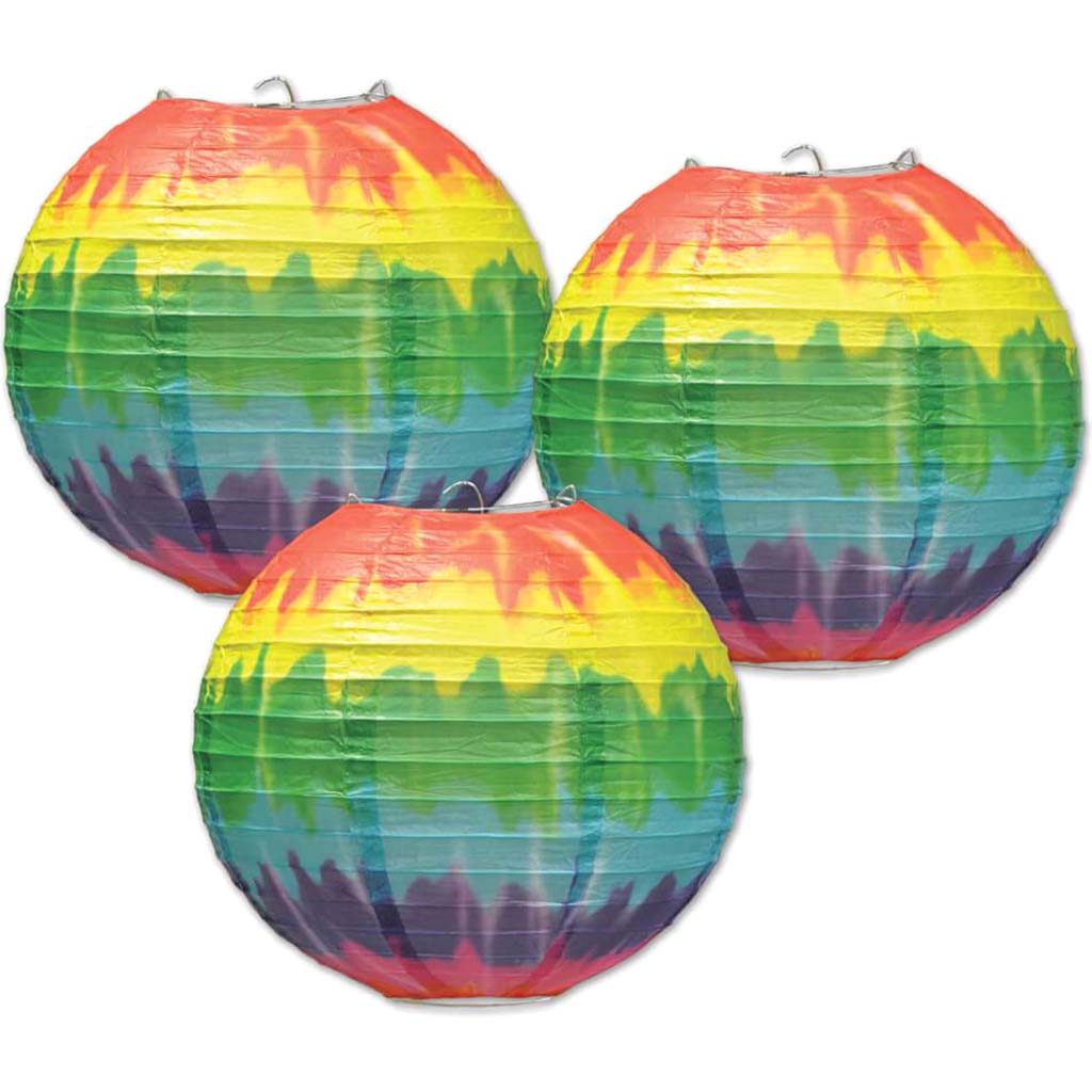 Tie-Dyed Paper Lanterns 9.5in 