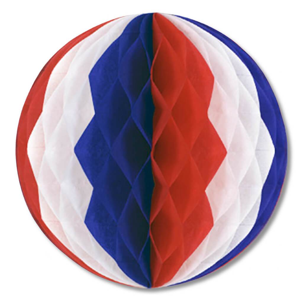 Tissue Ball 12in Red White Blue 